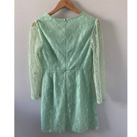 Pomelo Oversized Bow Lace Accent Dress - Light Green - Picture 5 of 8